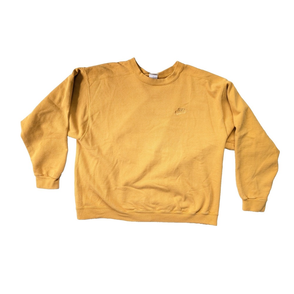 Vintage Nike Sweatshirt Mens Large USA‎ Made Gold Yellow Swoosh Logo BOXY